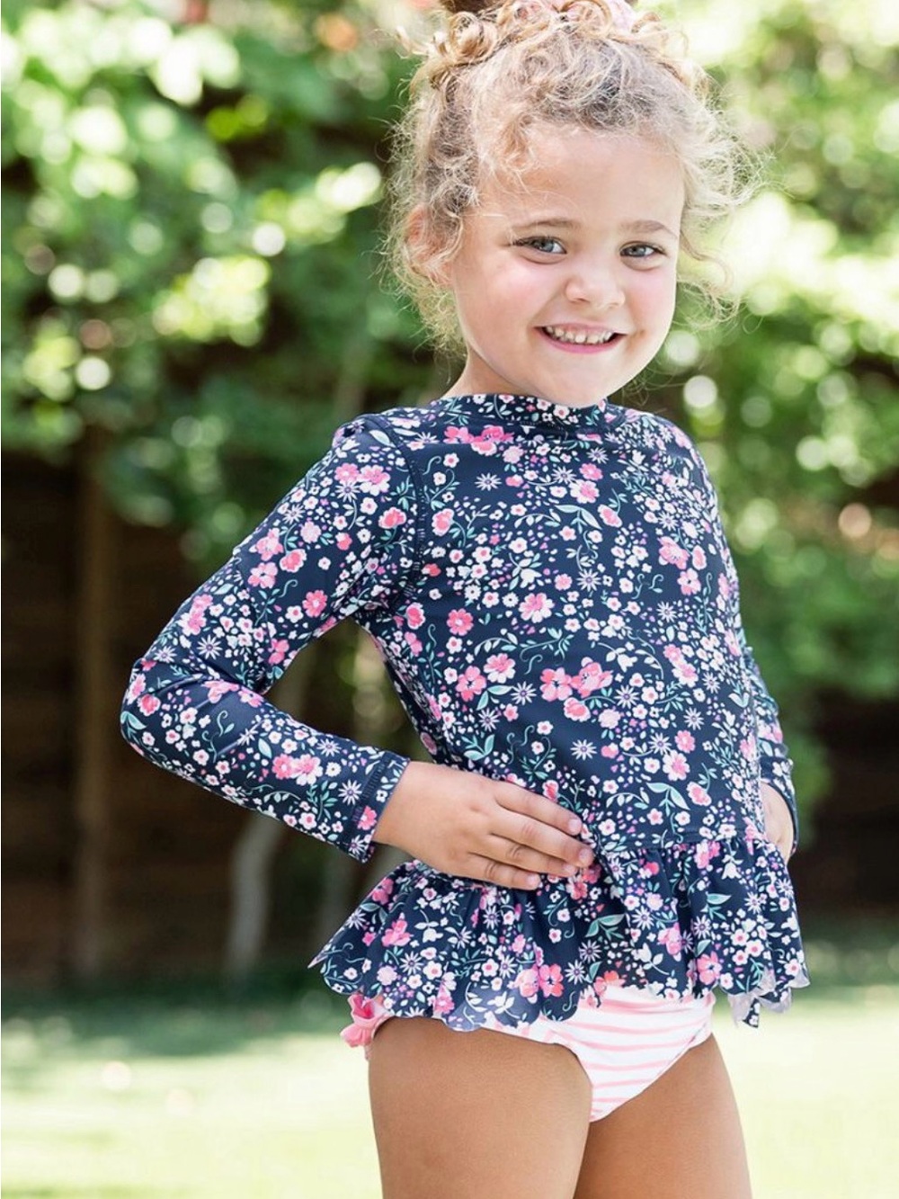 Rufflebutts Rashguard Swim Top and Bottom - Girls Size 10